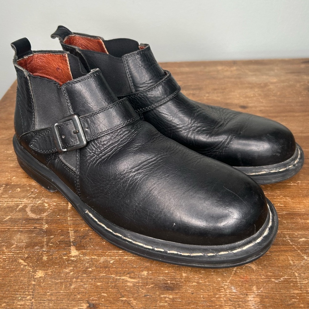 JOHNSTON AND MURPHY BLACK LEATHER MONK STRAP CHELSEA BOOT 11 M